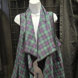 Green Plaid Vest 3X NWOT